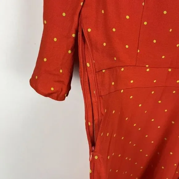 Free People All Yours Orange Polka Dot Tie V Neck Mini Dress Size 0 A Line - Picture 8 of 8
